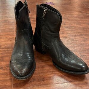 Frye Black Leather Cowboy Boots